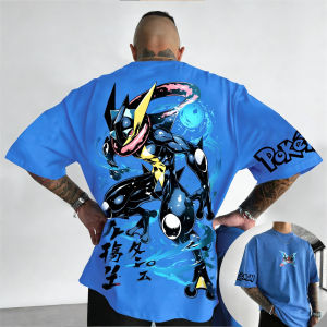 Bandai | New Pokemon Cotton T Shirt Greninja Back Print Blue Water Splash and Action Pose Design Loose Fit Men Women Casual Anime Wear