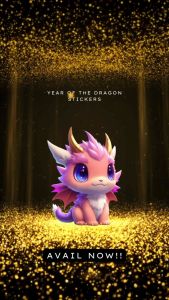 Year of the Dragon Sticker 2024 vinyl glitter 2x2