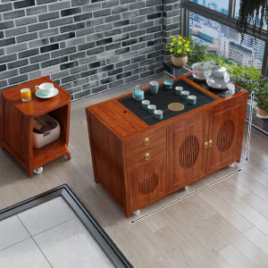 QIMUDAO | Tủ Pha Trà Di Động Kiểu Trung Quốc Có Bánh Xe và Nước Nóng