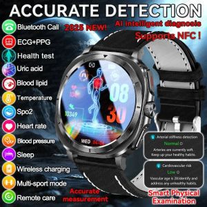 2025 High-end Laser Detection Blood Pressure Smart Watch Men ECG Uric Acid Precise Body Analysis Health Watches NFC Call Clock