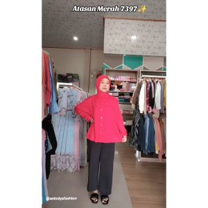 Anindya Fashion Presents Baju Atasan Wanita Merah Agustusan 7397: Dapatkan Gaya Timeless Dengan Sentuhan Modern Desain Polos Lengan Panjang Full Kancing Aktif Bahan Rayon Premium Good Quality Halus Adem Look Casual Simple Basic Kekinian Model Terbaru 2023