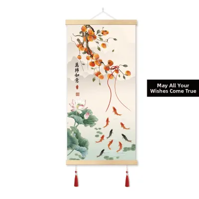 Chinese Style Living Room Bedroom Decorative Painting Entrance Corridor No Punching Wall Picture Blocking Cloth Art Hanging Picture