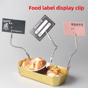 Silver Adjustable Double-Headed Bread Shop Price Tag Holder Metal Clamp Creative Note Photo Clip Restaurant Menu Display Stand