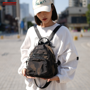 Street Style Womens Small Backpack Travel Bag Commuter Single Shoulder Bag Casual Trendy Geometric Pattern Oxford Cloth Bag