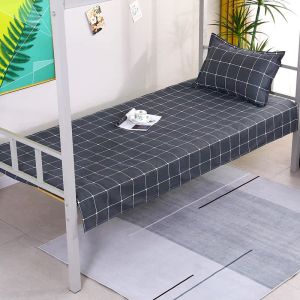 Pure Cotton Bed Sheet Single for Dormitory Student Boys Checkered Quilt Cover for Upper And Lower Bunk Beds School Dormitory