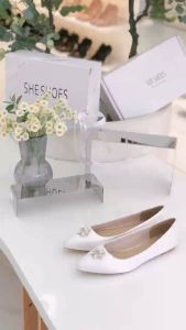 GIÀY CƯỚI BÚP BÊ MŨI TRÒN ĐÍNH NƠ ĐÁ - NEW ARRIVAL - GC01007