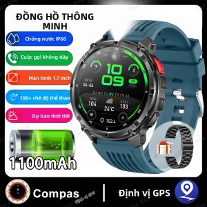 Đồng Hồ Thông Minh Ngoài Trời Bền Bỉ Dành Cho Nam Thiết Bị Theo Dõi Thể Dục Thể Thao Với Pin 1100mAh La Bàn Khả Năng Chống Nước IP68 Bluetooth Và Đèn Pin