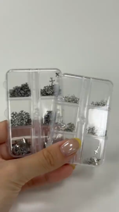 [Vainpot-SG] Mini Chrome Hearts Mix Charms / 3D Nail Art Charms | Silver Gunmetal Cross Heart Nail Decos