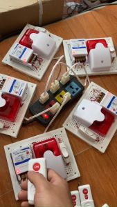 Bộ báo động báo cháy hộ liên gia 1 nhà ấn 5 nhà kêu Còi báo đèn nháy 220V tầm xa 1000 mét