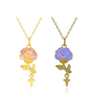 สร้อยคอโรแมนติกสีทอง 24K ลายดอกกุหลาบสีม่วง Monet Garden Series จี้เรืองแสงสำหรับผู้หญิง อุปกรณ์สวมใส่ DIY CHOW TAI SENG 周大生 Y0BC0199 Y0BC0276