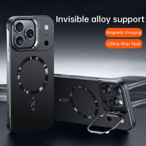 Lens Holder Frameless Magnetic Case For iPhone 17 Air 16 15 14 13 Pro Max For Magsafe Solid Color Ultra Thin Skin Feel PC Cover