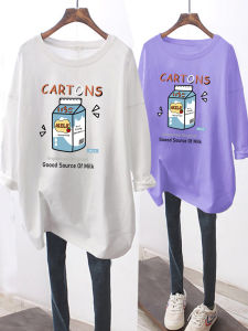 เสื้อยืดแขนยาวหลวมๆ สีขาว ทรงหลวมสไตล์เกาหลี สำหรับผู้หญิง ฤดูใบไม้ผลิและฤดูใบไม้ร่วง แฟชั่นลำลอง ใส่ได้หลากหลาย