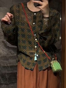 UYFY | Loose Long Sleeve Round Neck Printed Shirt Womens Fashion Autumn New Style Slimming Versatile Top Comfortable Korean Style Commute