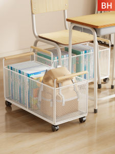 Wheeled Book Storage Box Classroom Library Organizer Student Mobile Bookshelf High Schooler Moving Book Bag Sorting Basket