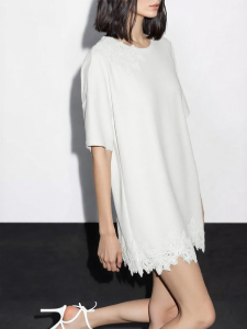 AMII | Lace Trimmed Loose T-shirt