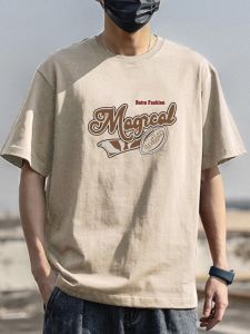 Cotton T-Shirt for Men Short Sleeve Summer Style Retro Hong Kong and Japanese Street Fashion Loose Fit Anti-Fouling