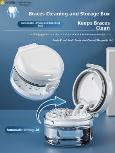 Portable Invisible Orthodontic Retainer Storage Box Childrens Dental Appliance Cleaning Box with Mirror Universal Plastic
