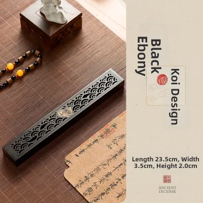 Black Ebony Wood Incense Box Stand Indoor Wooden Incense Burner Home Use Aromatic Tea Ceremony Desktop Handmade Craft