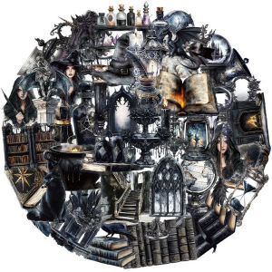 50PCS Magic Witch Stickers Pack PET Transparent Gothic Magic Planet Stickers for Laptop Phone Water Bottle Kindle Scrapbooking