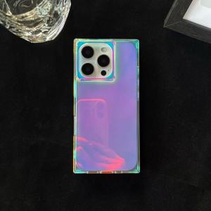 Fashion Cool A Riot of Colours laser light Dazzling Rectangle Cover Case for iPhone 13 14 15 16 Pro Max Glossy Phone Case