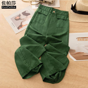 ZUOPASHA | Dopamine Inducing Tencel Linen Straight Leg Pants High Waist Slimming Wide Leg