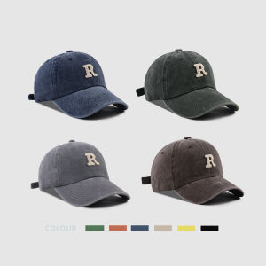 Fashion Letter Baseball Cap For Men Women Solid Color Peaked Hat Retro Cotton Bonnet Long Brim Sun Visors Trucker Hats