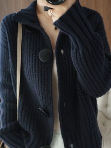 2025 New Womens Cashmere Open Cardigan Long Sleeve Outerwear Loose Wool Coat Korean Style Autumn Winter Fashion Trendy Sweater