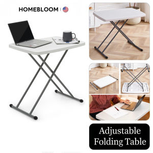 HOMEBLOOM-Adjustable Height Folding Table | Personal Portable Desk for Dining Coffee & Outdoor | 30x20in 15-28in Height
