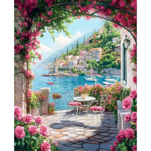 BILIBILI | DIY Oil Painting By Numbers Kit Pink Scenery Acrylic Paint By Numbers Diy Numbers Painting Art on Canvas By Numbers