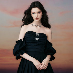 TAMMY TANGS | Sweet And Spicy Butterfly Knot Lantern Sleeve Short Shirt Womens Fashion Summer Cotton Blend Shirt With Diamond Detail