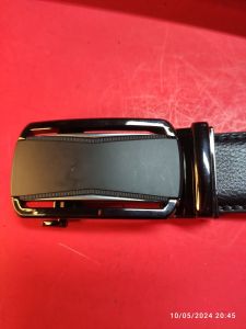 เข็มขัดหนังออโต้ขนาด38มหัวรมดำนิเกิลดำสายดำแบบบันได้B/1