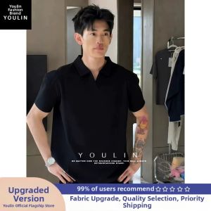 YOULIN | Black Polo T-Shirt Short 5/8 Sleeve