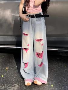 Quần Jeans Denim Ống Rộng Phong Cách Đường Phố Cổ Điển Cho Nữ Quần Dài Ôm Dáng Mùa Hè 2025 Thiết Kế Mới Quần Jeans Denim