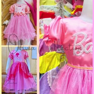Gaun Barbie Dress Barbie Anak Perempuan Terbaru 2023 Bahan Katun Silk Import Mic Brukat Lengan Pendek Serut Dress Gambar Barbie Premium Anak Viral Usia 3 - 9 Tahun | Gaun Pesta Tutu Dress Wanita Dewasa Dan Anak Perempuan