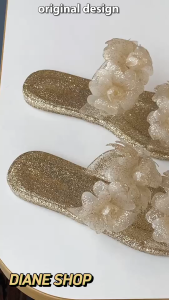 Women Flower Slides Komportable Tsinelas Non Slip Flat Floral Sandals Pang tag‑init Summer Trend