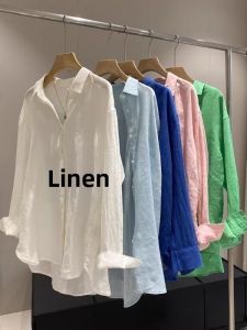 White Turn-Down Collar Light Loose Retro Style Sun-Protection Shirt