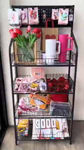Supermarket Snack shelf Steel Shelves Multi layer casters Applicable to Supermarket Snack Grocery