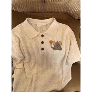 Áo Thun Tay Ngắn in Họa Tiết Hoạt Hình Mùa Hè 2025 Màu Ngô Ice Silk Phong Cách Hàn Quốc Dáng Rộng Thường Ngày Dành Cho Nữ