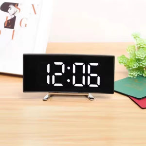 Curved Screen Alarm Clock Three-dimensional Digital Display Large Screen with USB Digital Clock LED Multi-function Electronic
