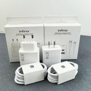 Infinix 67W Charger EU/US Fast Charge PD/QC 3.0 2 Ports Quick Charge For Infinix Hot Note 60 50 40 Pro 50i 40i &6A Type C Cable
