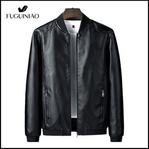 FUGUINIAO 2021 Outlet Mens fashion stand collar PU leather jacket for mens