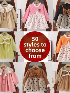 Princess Dress for Little Girls Baby Girls Long Sleeve Mesh Skirt Spring Autumn Cotton Casual Style Childrens Clothing