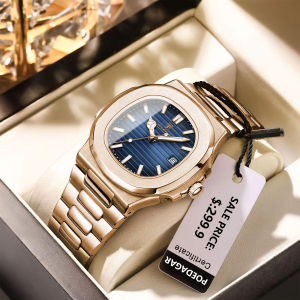 POEDAGAR Square Fashion Mens Quartz Watches Waterproof Luminous Date Business Man Watch Luxury Stainless Steel Male Watch Reloj