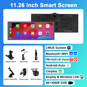 11.26” CarPlay Android Auto Car Radio Multimedia Video Player IPS Touch Screen With AUX USB Support Rearview Camera