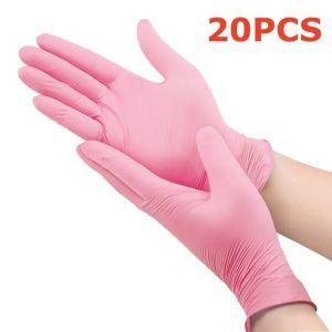 3.5Mil Pink Nitrile Gloves Disposable Safety Work Gloves for Women Cleaning Kitchen Tattoo Nail Salon Hair Dye Protective Gloves