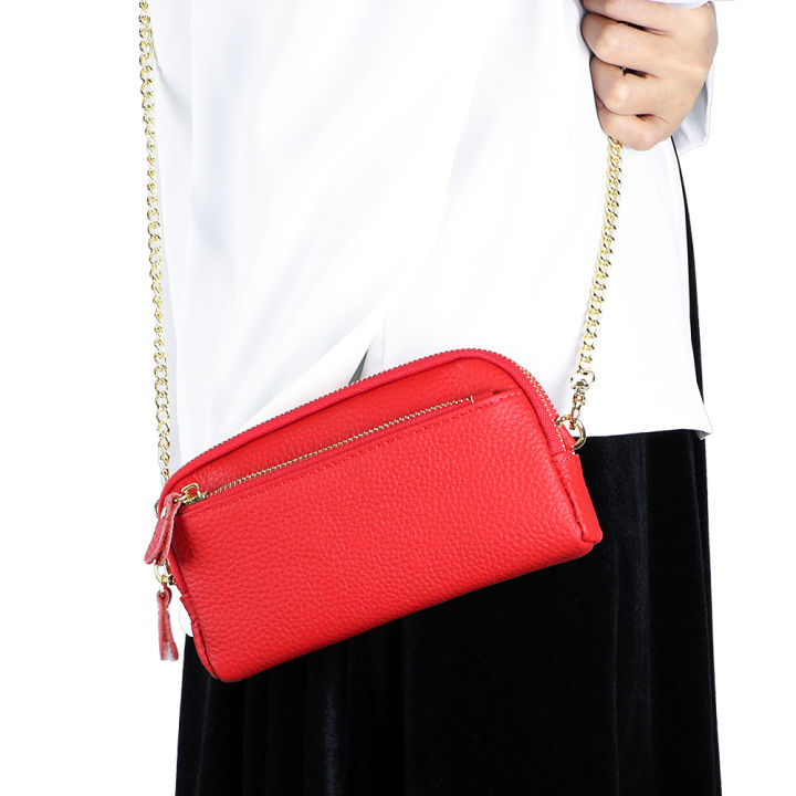 Royal Bagger Chain Strap Shoulder Bag for Women Crossbody Phone Sling Bags  Ladies Long Wallet Cowhide Large Capacity Double Layer Zipper Clutch Bag - Main Image