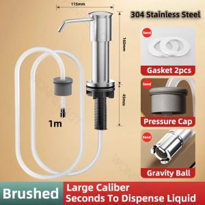 Soap Dispenser for Kitchen Sink 100cm Extension Tube Kit Stain-proof Stainless Steel Wider Chrome Pump Head base厨房皂液延长器