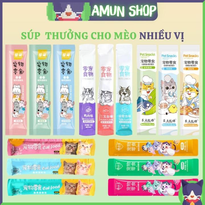 Combo 5 10 20 thanh Súp thưởng cho mèo đủ loại thanh 15g không mix vị ...