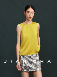 Silk Feel Vest Top Fashionable And Breathable Daily Wear Straight Cut Polyester Blend Comfortable Fit Solid Color Backless Design