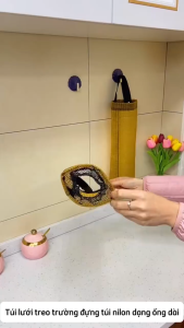 Túi Lưới Đựng Bao Nilon Treo Tường Gọn Gàng - Giỏ Lưới Đựng Túi Rác Dạng Ống Dài Tiện Lợi - Túi Lưu Trữ Đựng Đồ Dùng Cá - Giỏ Đựng Đồ Bằng Lưới Thoáng Khí